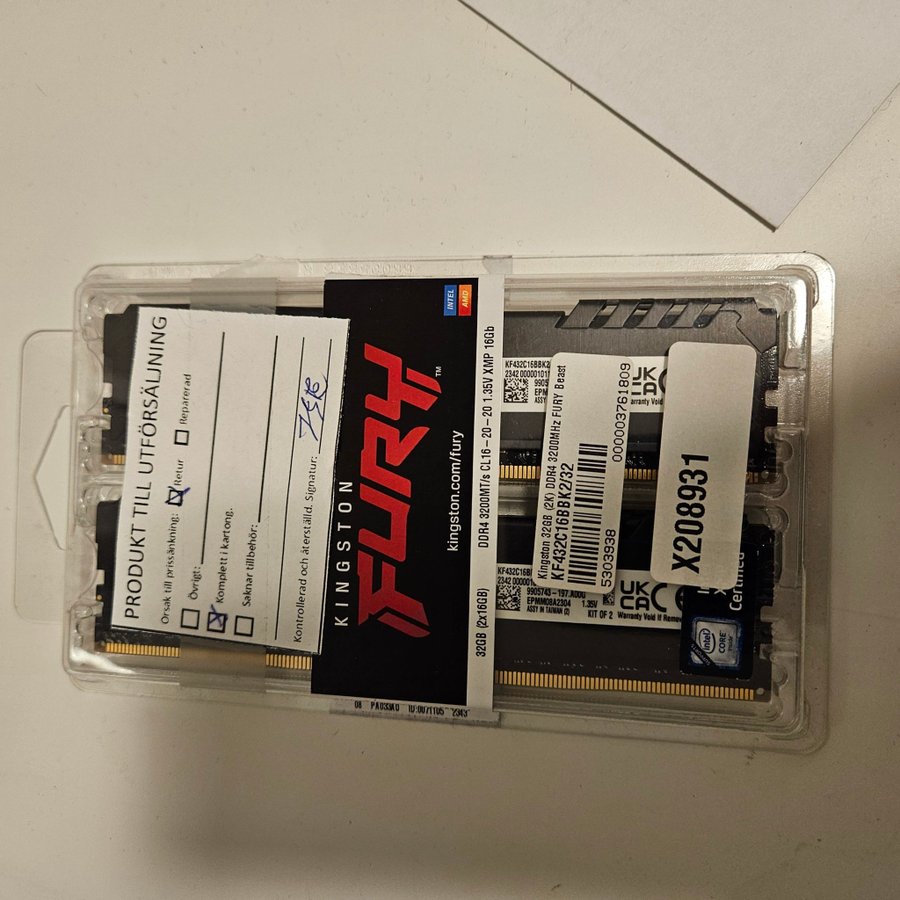 Kingston 32GB DDR4 3200MHz Fury beast