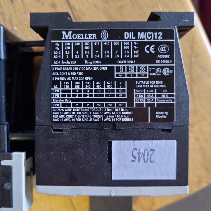 Kontaktor Moeller Dilm(c)12 med Motorskydd Moeller ZB12-10
