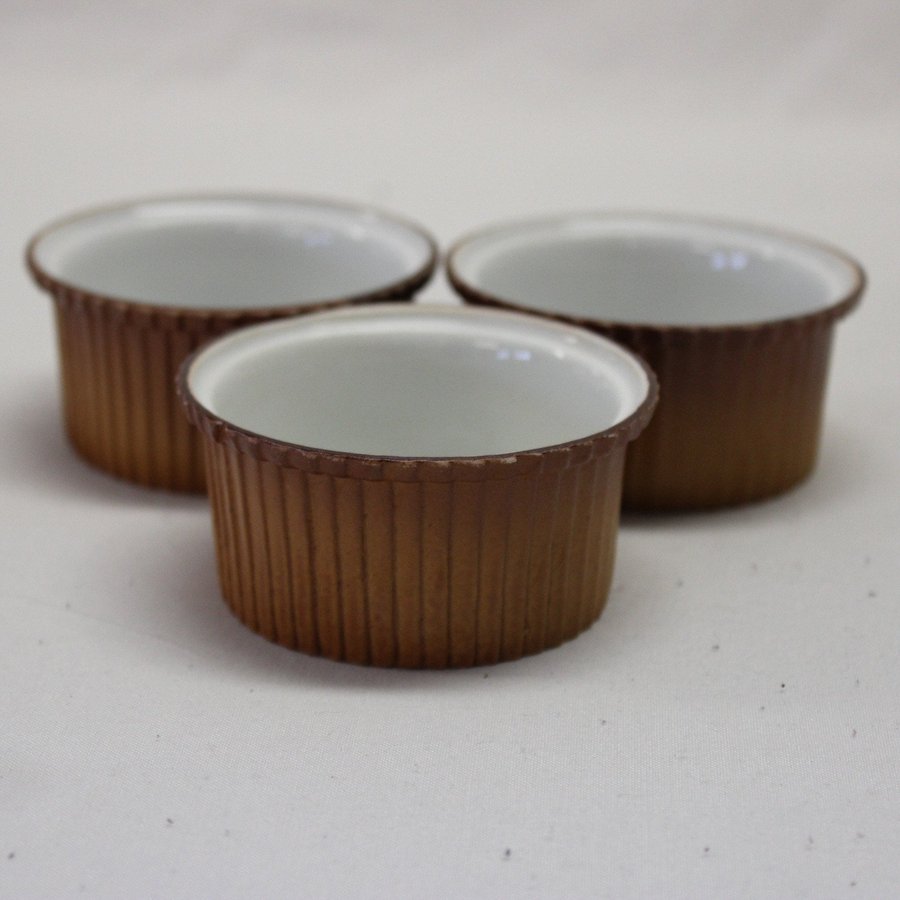 3 Brun Ramekin Liten Skål Rosenthal Kronach Bavaria Tyskland