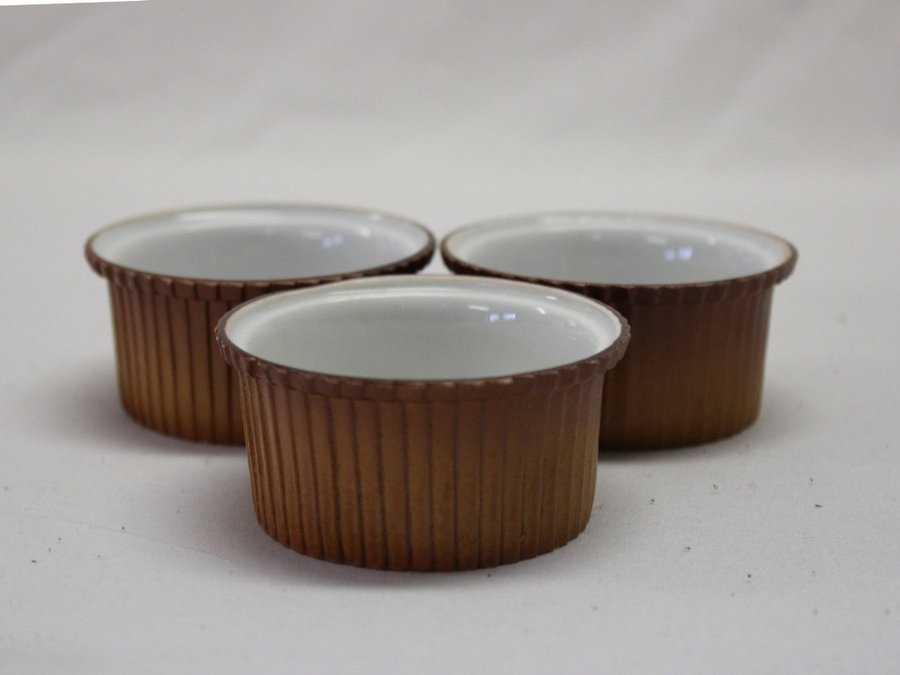 3 Brun Ramekin Liten Skål Rosenthal Kronach Bavaria Tyskland