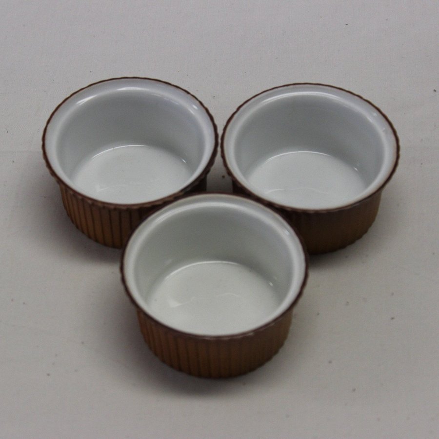 3 Brun Ramekin Liten Skål Rosenthal Kronach Bavaria Tyskland