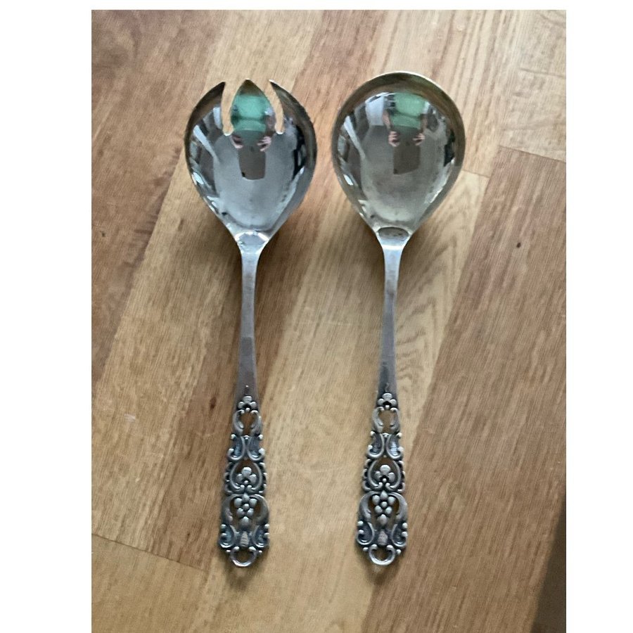 Vackra salladsbestick nysilver vintage bestick