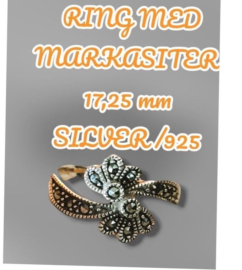 Vintage RING MARKASITER stenar 17,25MM SILVER /925