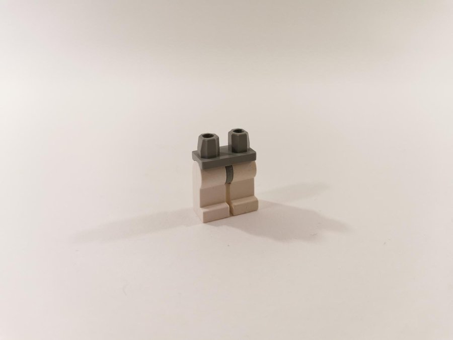 Lego - ben - hips  legs - till minifigur - part 970c01 - vit/ljusgrå (bluish)