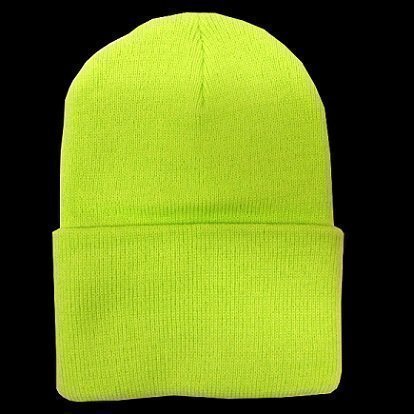 Mössa BEANIE toppluva NEON GUL Sotarmössa XS S M L XL VÅRMÖSSA påsk *