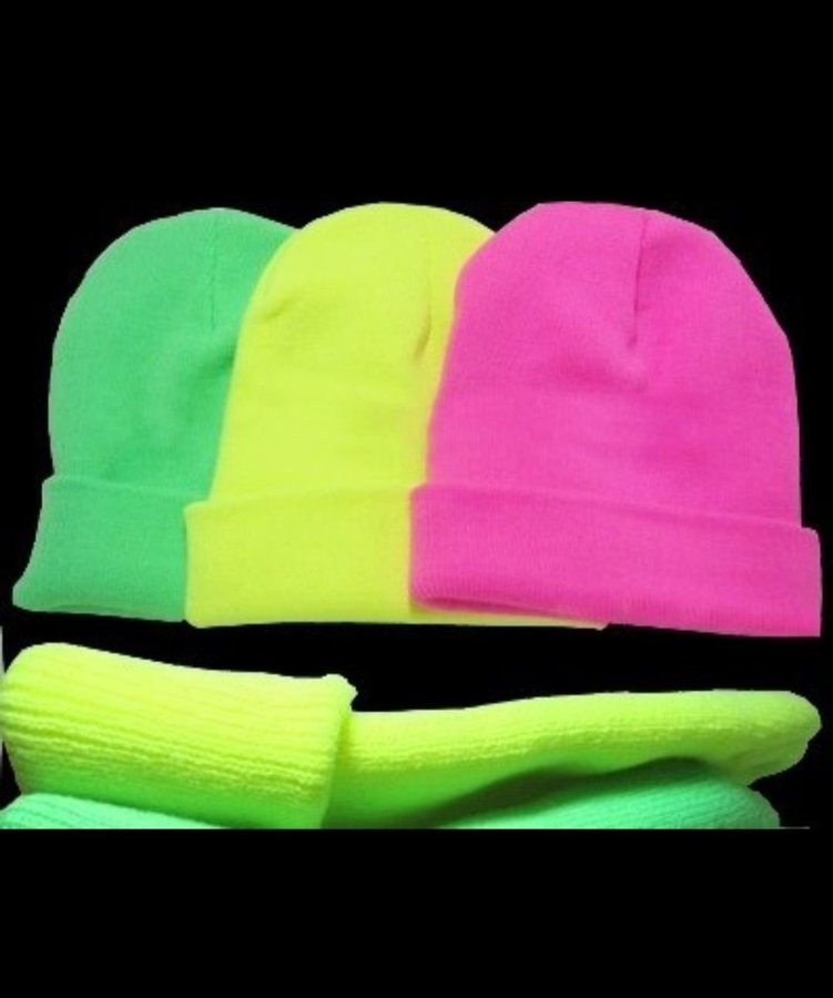 Mössa BEANIE toppluva NEON GUL Sotarmössa XS S M L XL VÅRMÖSSA påsk *