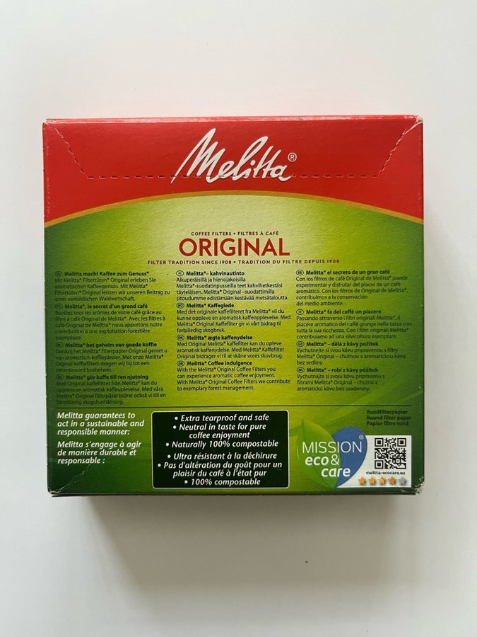 Melitta 1 round filter paper kaffefilter ny obruten förpackning 100 st