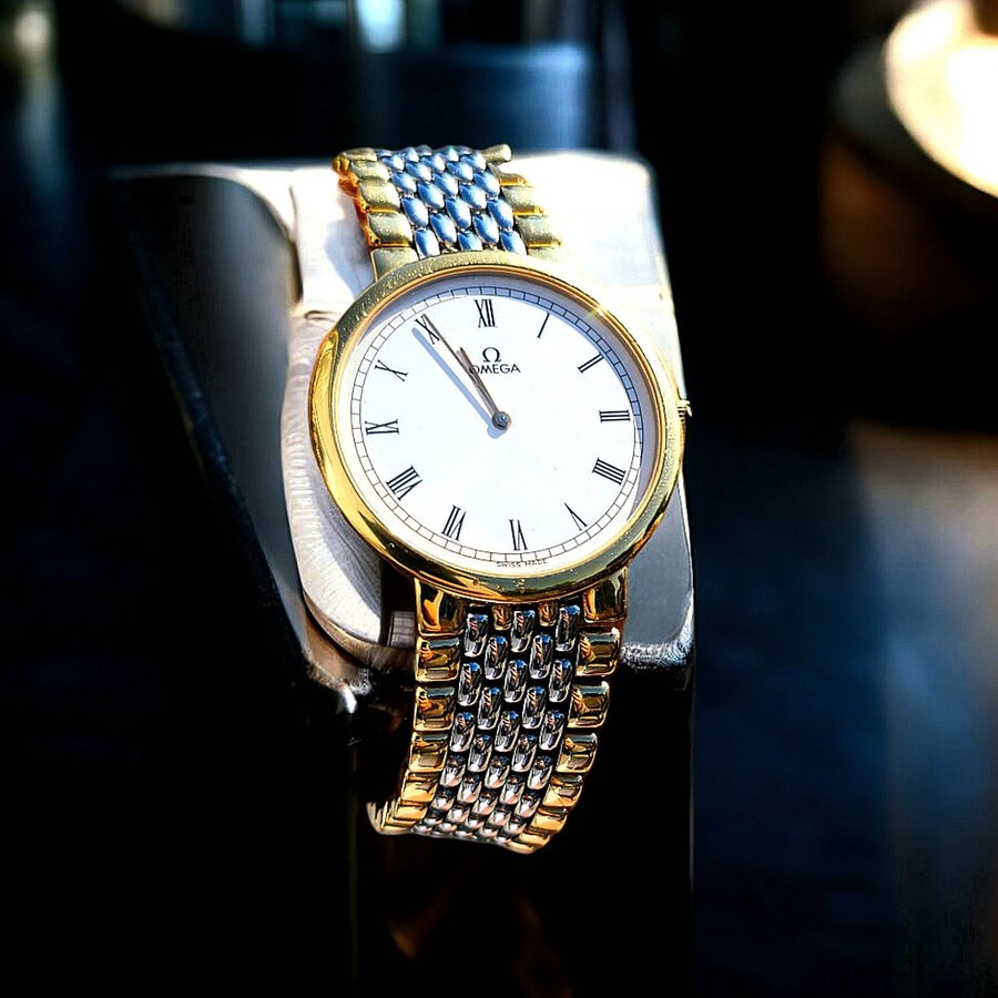 Omega De Ville thin design : Elegans i Guld med Tunn Design original armband