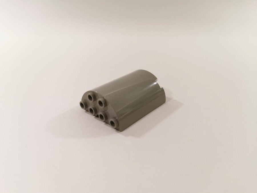 Lego - cylinder - halv - 2x2x4 - part 6259 - ljusgrå (old light gray)