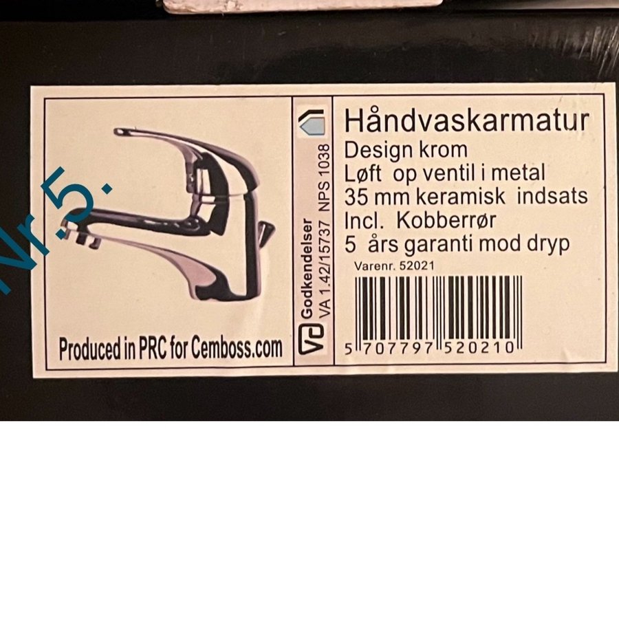 Håndvask armaturet