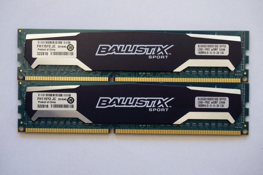 16GB (4x4GB) DDR3-1600 Crucial Ballistix Sport Low Profile