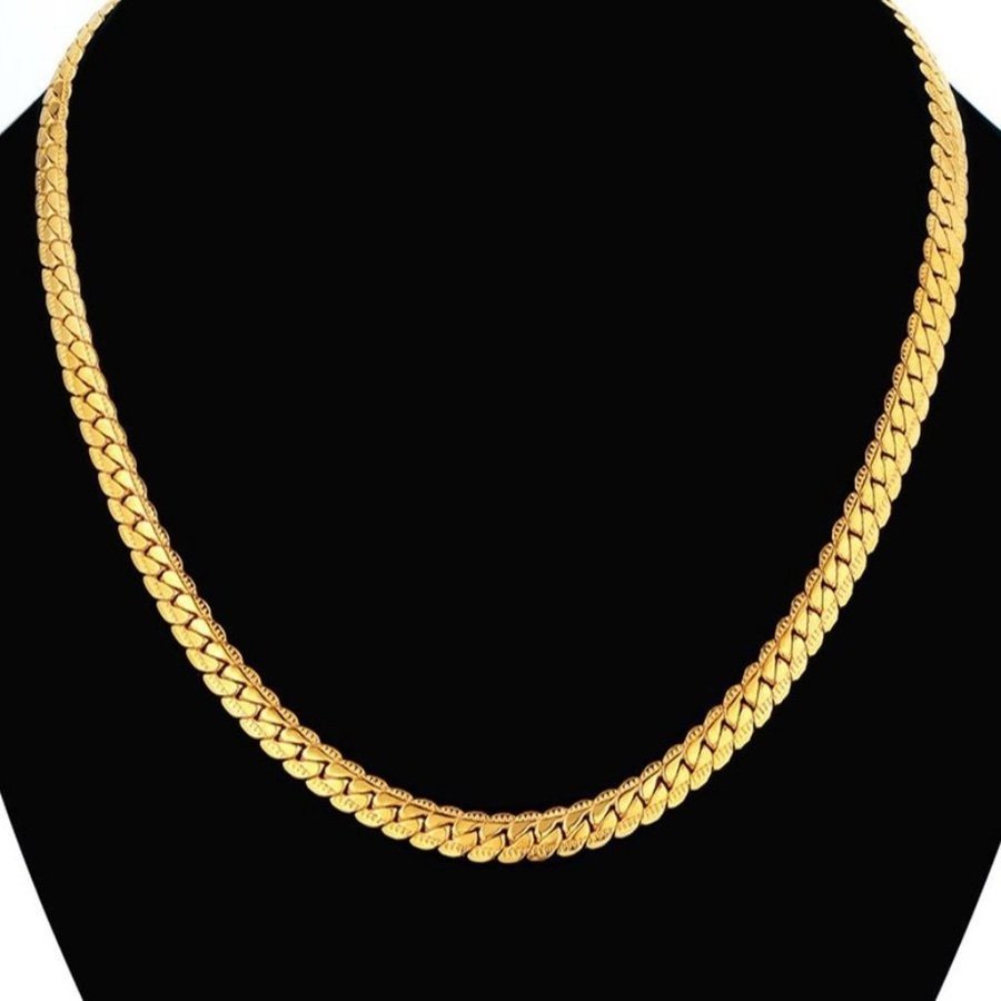 Lyxig 18K Guld Halsband 50cm 5mm Guldpläterad Kedja