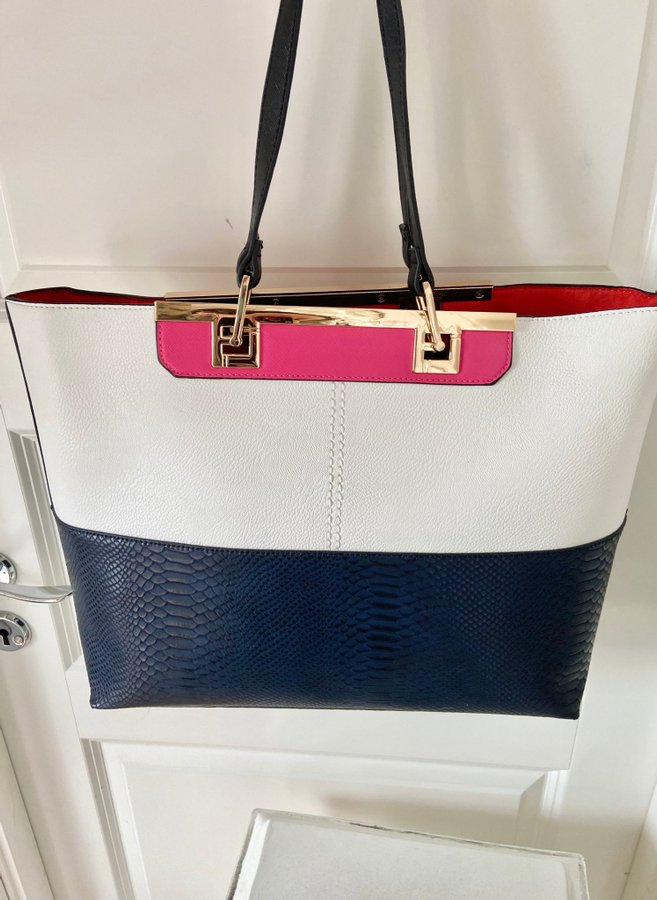 River Island Tote Bag handväska Läderimitation Kontrast