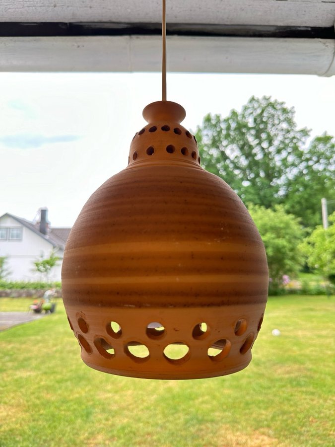 Vintage retro, taklampa, lampa, terracotta keramik lampa, fint ljus