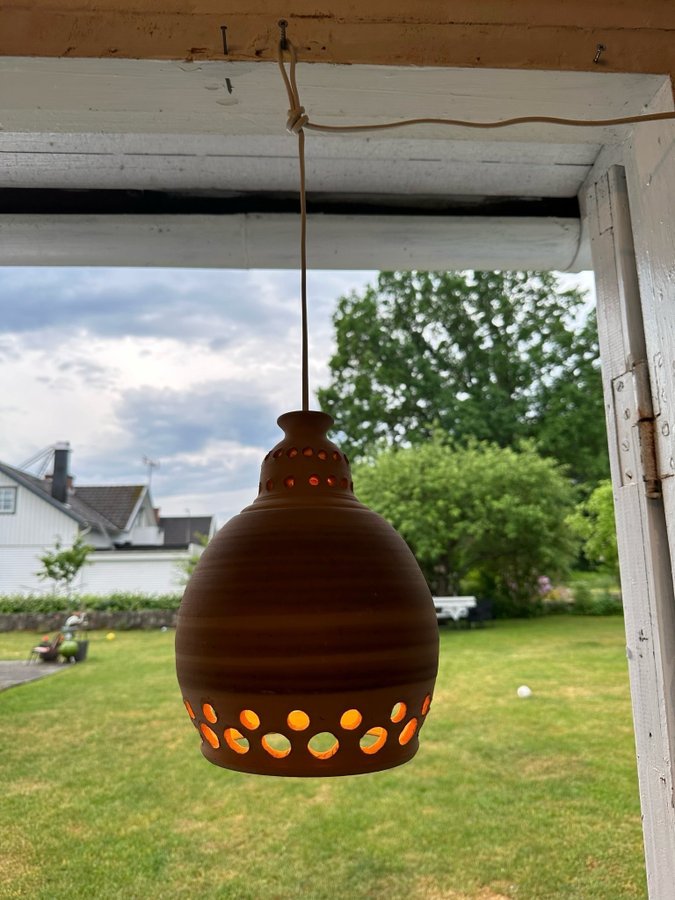 Vintage retro, taklampa, lampa, terracotta keramik lampa, fint ljus