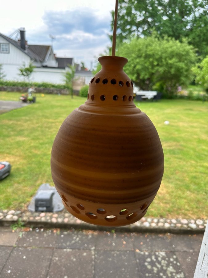 Vintage retro, taklampa, lampa, terracotta keramik lampa, fint ljus