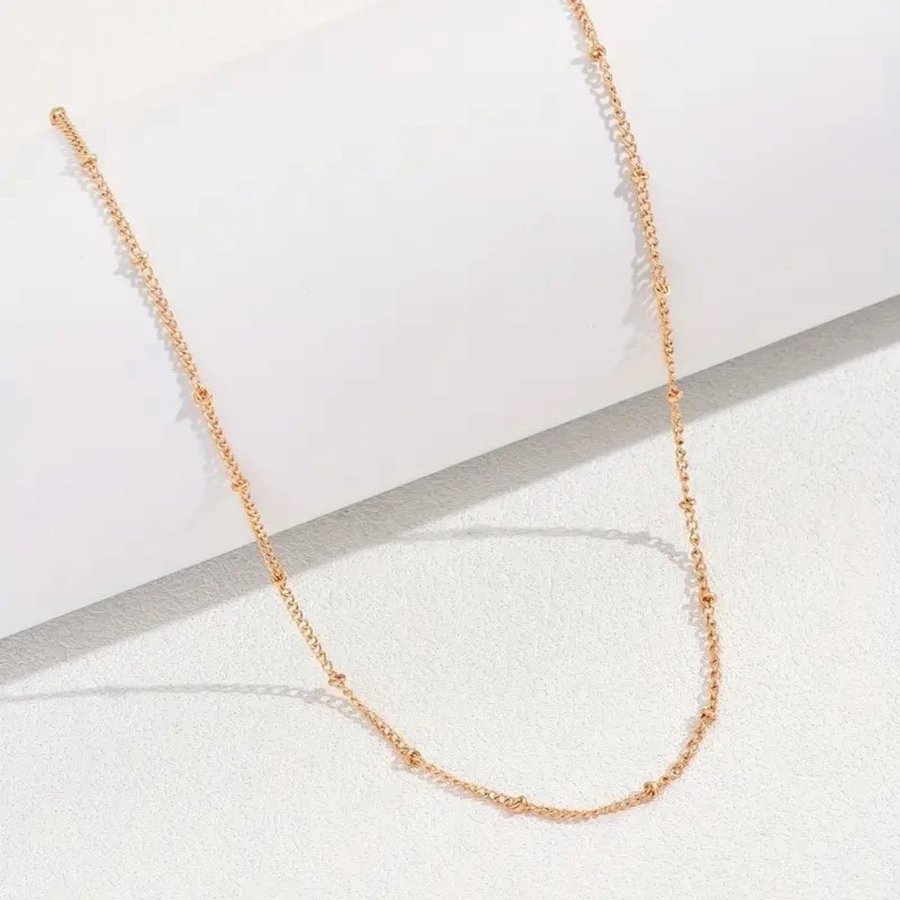 Minimalistisk 18K Guld Halsband med Guldpärlor | 18K Guldpläterad