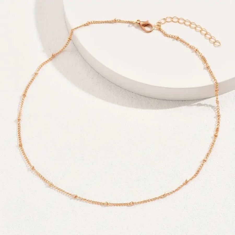 Minimalistisk 18K Guld Halsband med Guldpärlor | 18K Guldpläterad