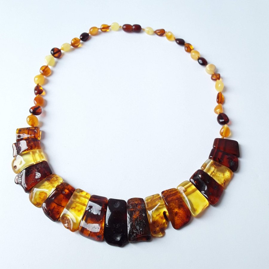 Baltic amber necklace multicolor gem Cleopatra style collar necklace jewelry