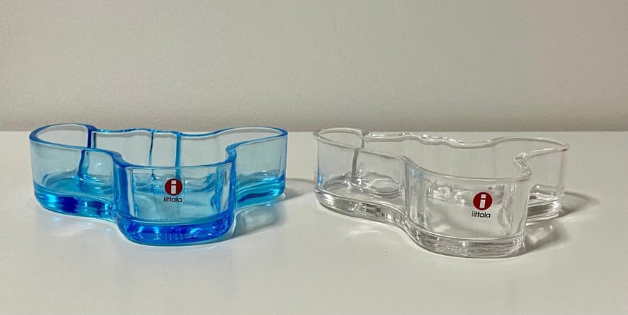 2 st skålar klar/blå ”Savoy” från Iittala design Alvar Aalto