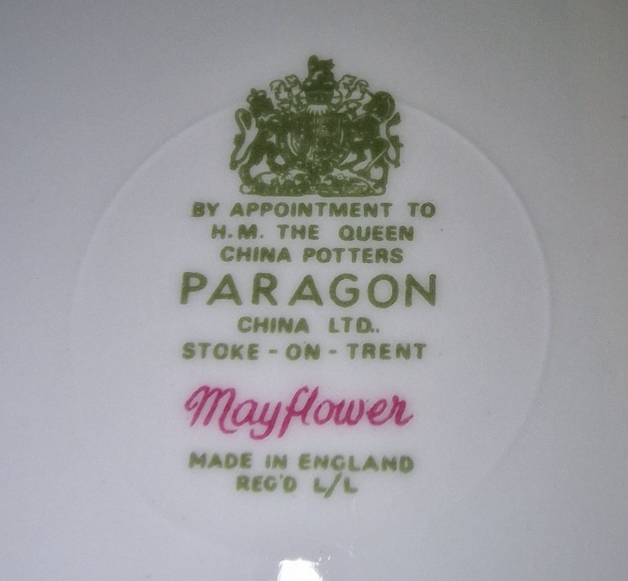 Mayflower Paragon kopp ~ fat och tallrik ~gräddkanna från England