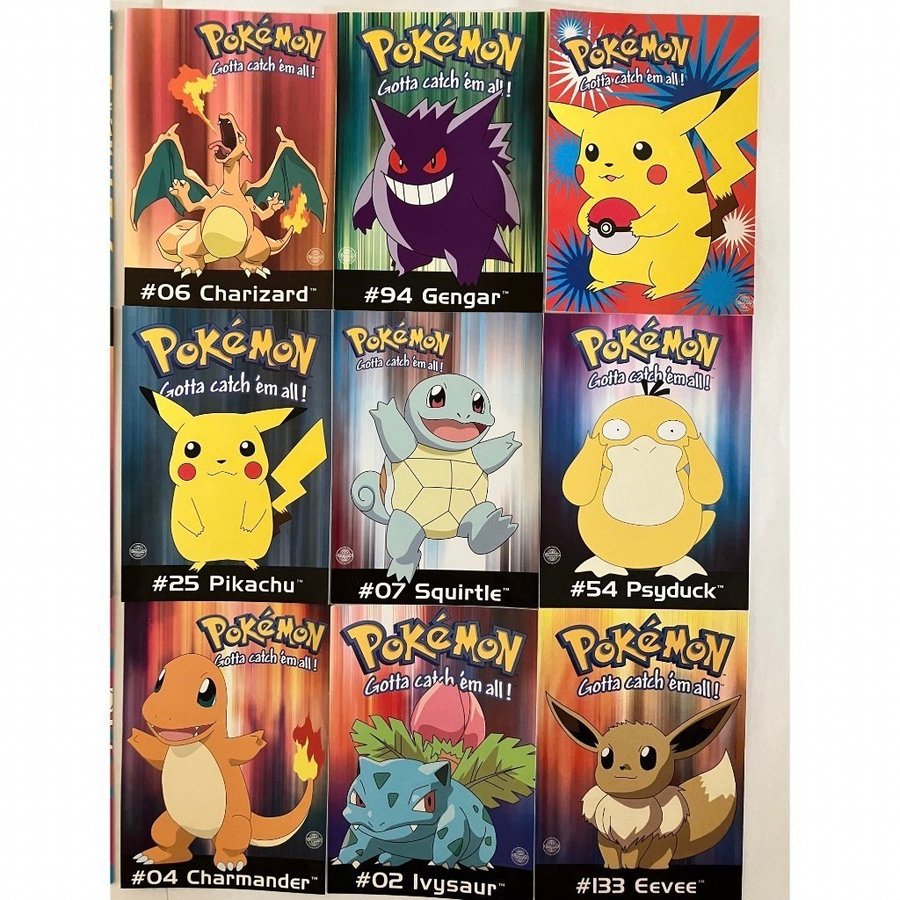 Pokémon vykort bilder tavla poster till tavla 9 st - samlarobjekt