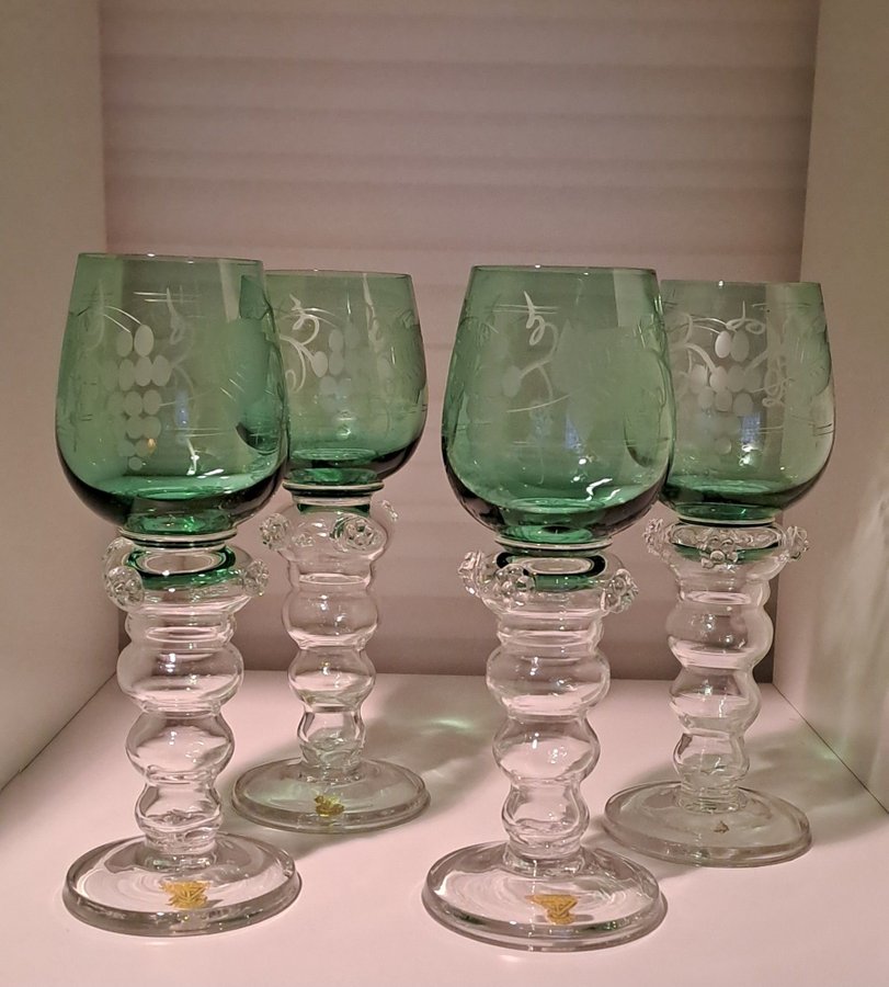 12 st GULLASKRUF KRISTALL glas med etikett