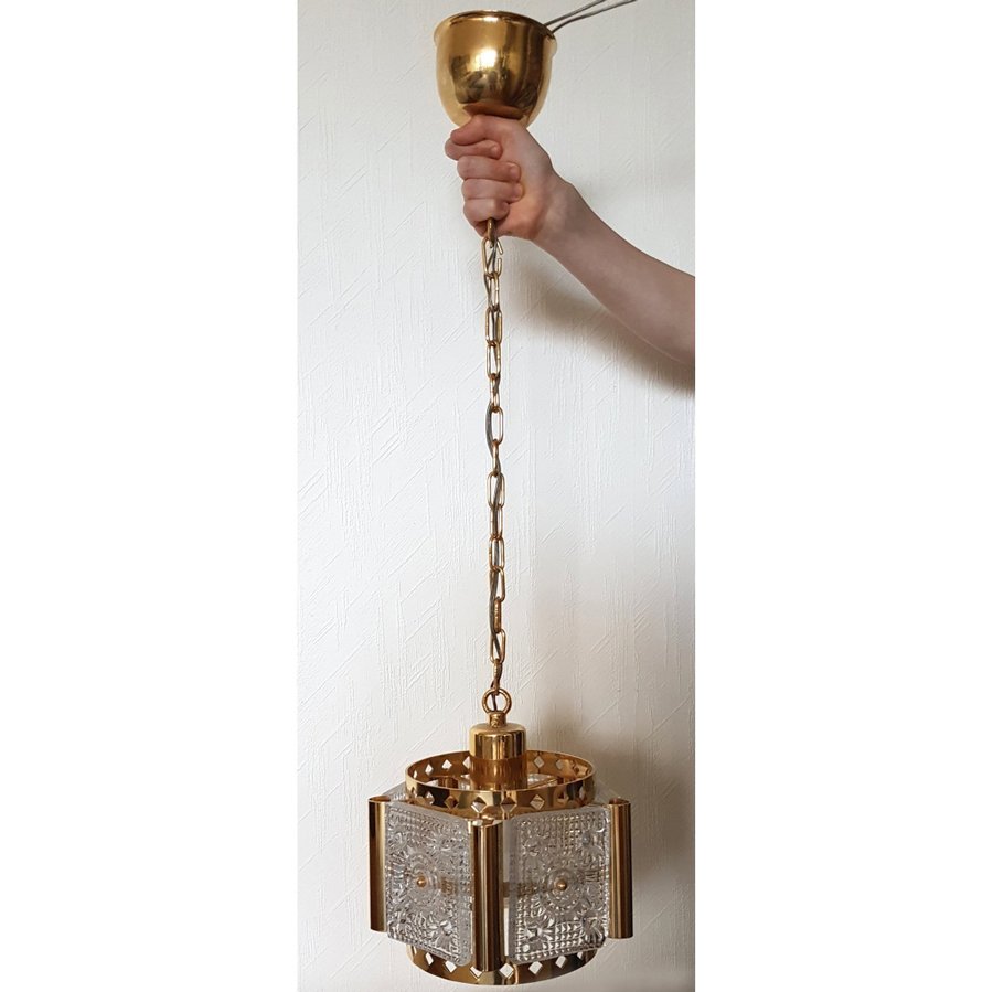 TAKLAMPA 1900-talet glas och mässing Vintage Retro