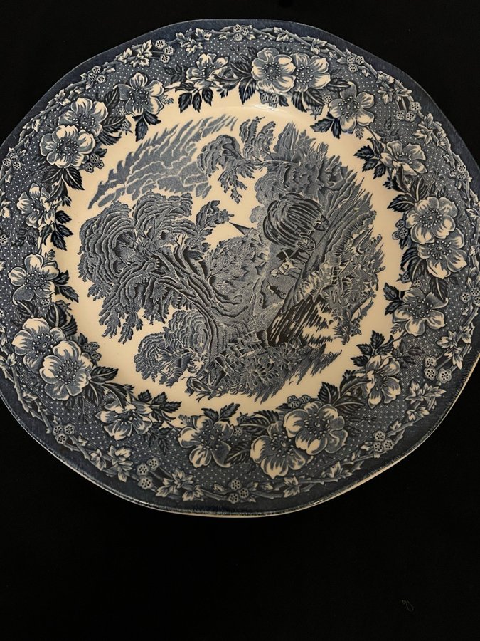 Staffordshire liberty blå Engelska 4 st takllrikar 28 cm diameter