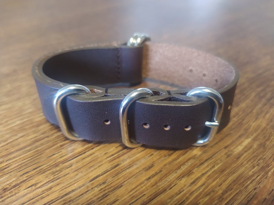 Zulu-band läder 20mm brun (klockarmband armband klocka ur band)