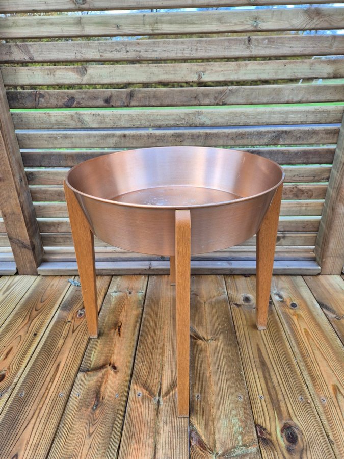 Blombord i teak/metall, 50/60-tal, retro