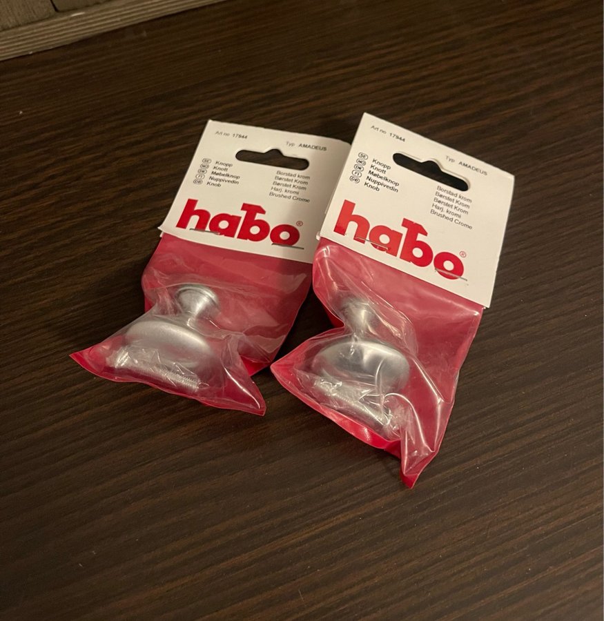 Habo 2-pack knoppar borstad krom 32mm - Amadeus