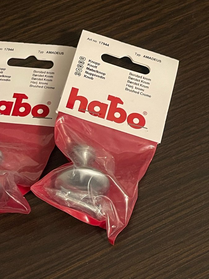 Habo 2-pack knoppar borstad krom 32mm - Amadeus