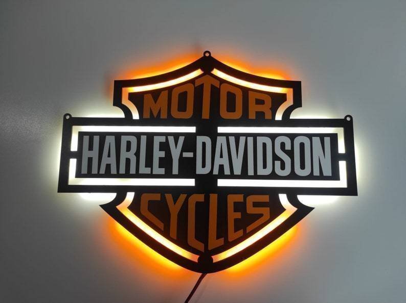 Ny Harley Davidson väggdekoration nattljus dubbel färg LED ljus