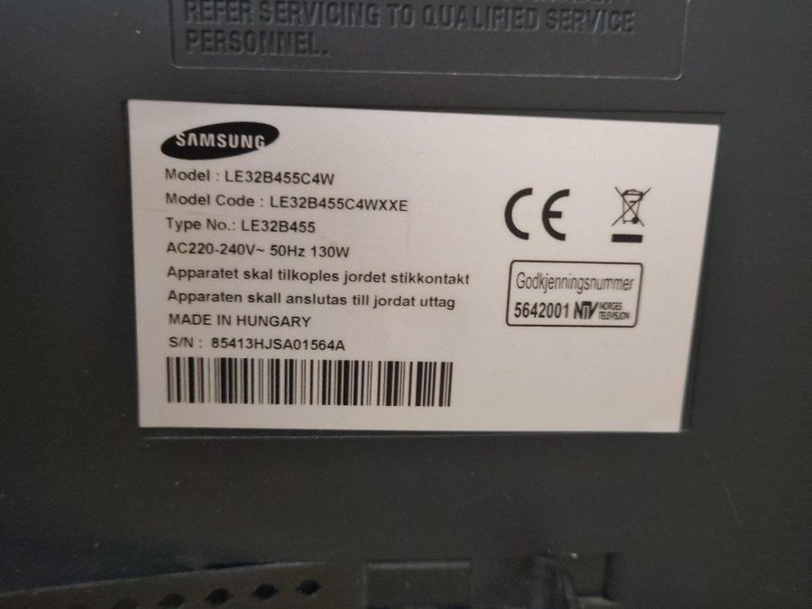 SAMSUNG 32'' tum TV Modell: LE32B455C4W