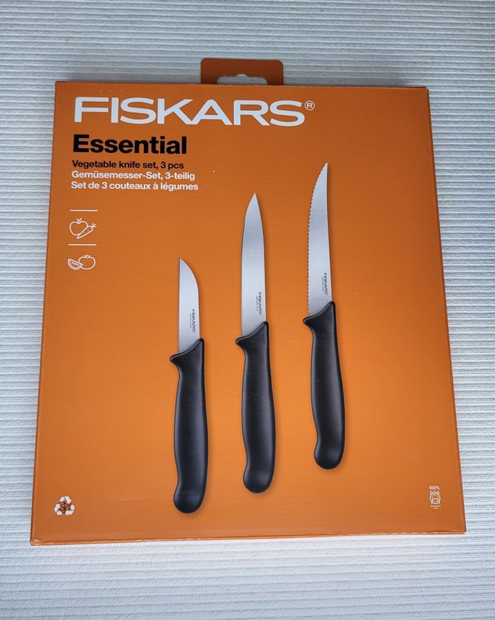 Fiskars Essential Grönsaksnivset 3-delar Svart