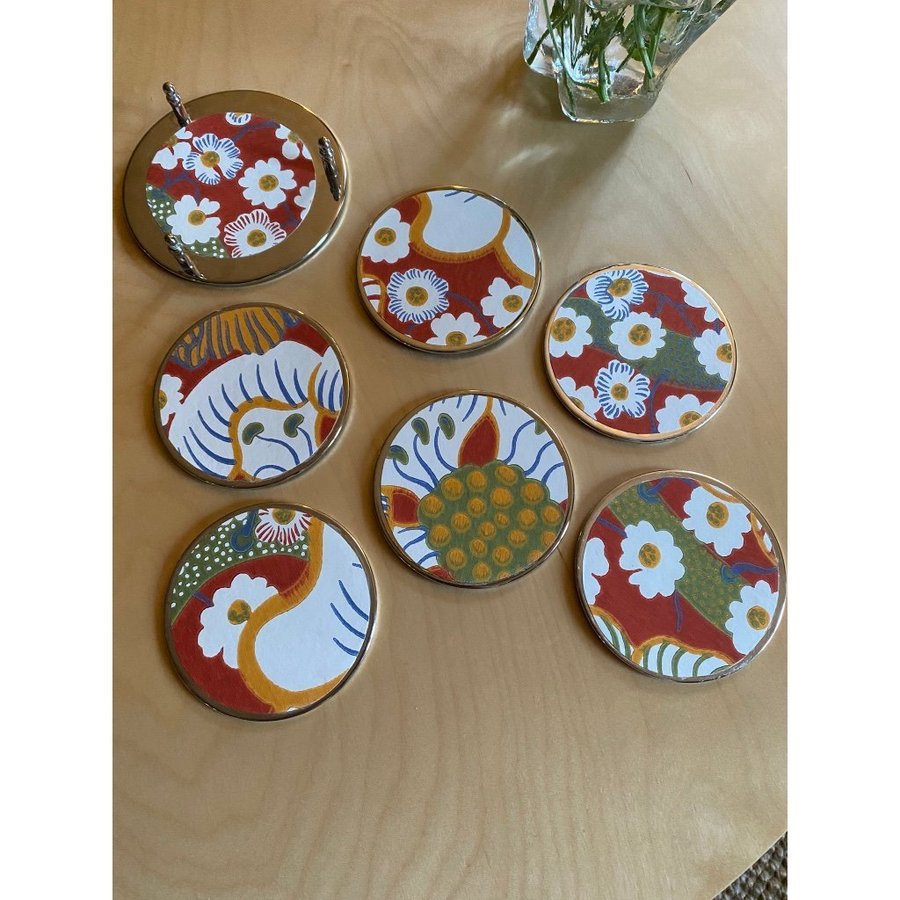 Coasters Underlägg Servering Josef Frank Eldblomman 40tal 50tal 60tal