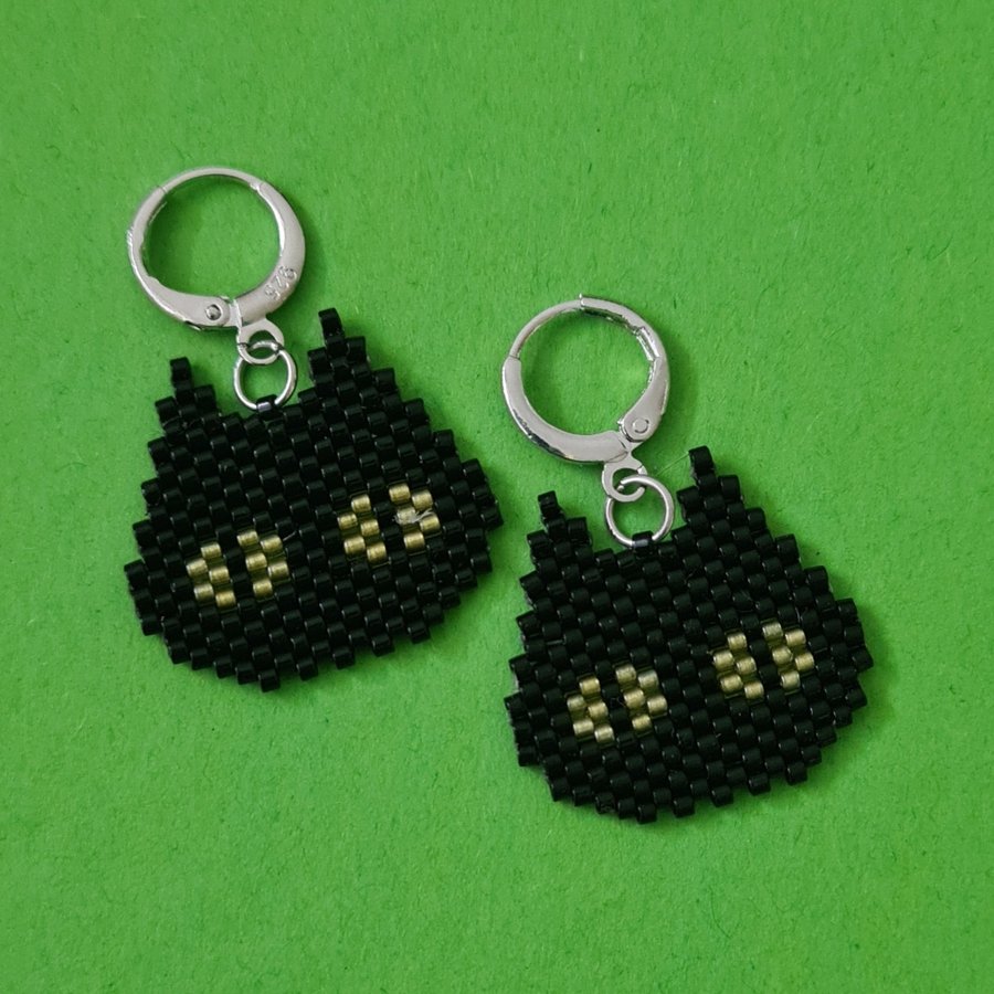 Halloween black cat earrings