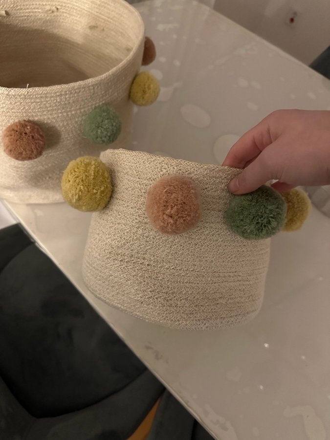 HM Home Förvaringskorgar med Pompoms