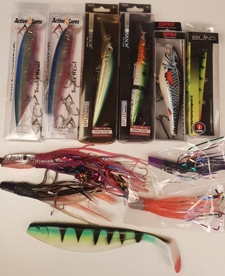 ** Wobbler Rapala Good Fish Robinson Blind Baron Snakehead bläckfisk jigg