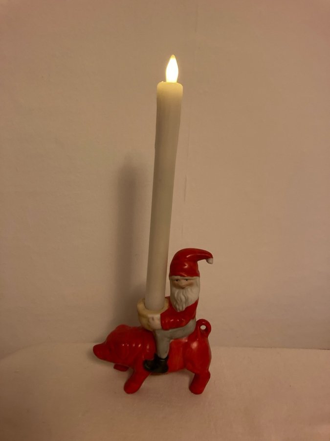 Jultomte på gris - ljusstake