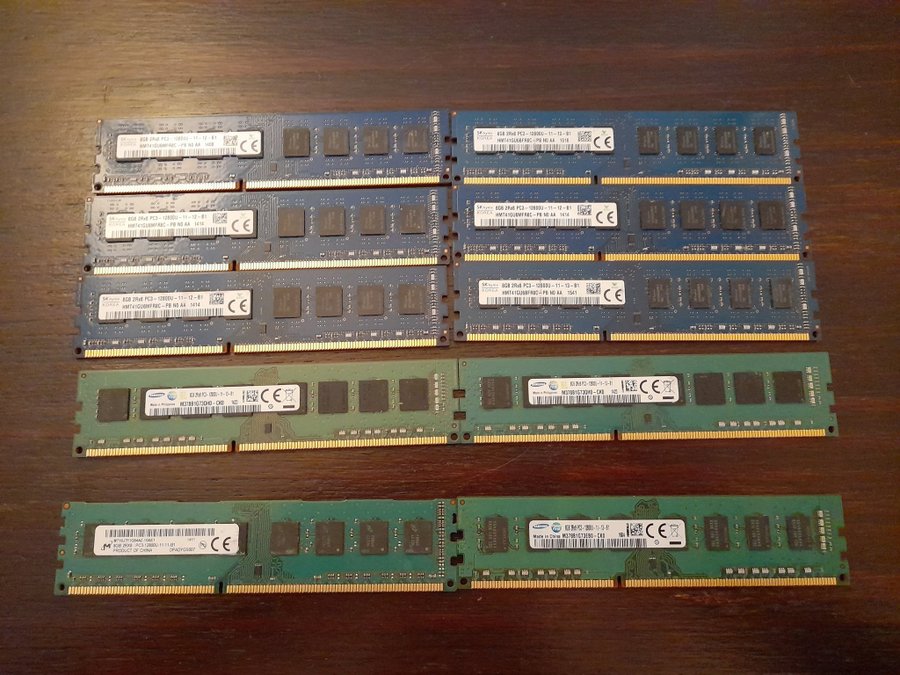 10st ddr3 minne 8gb/st