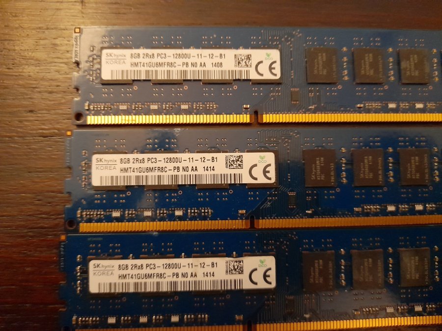 10st ddr3 minne 8gb/st