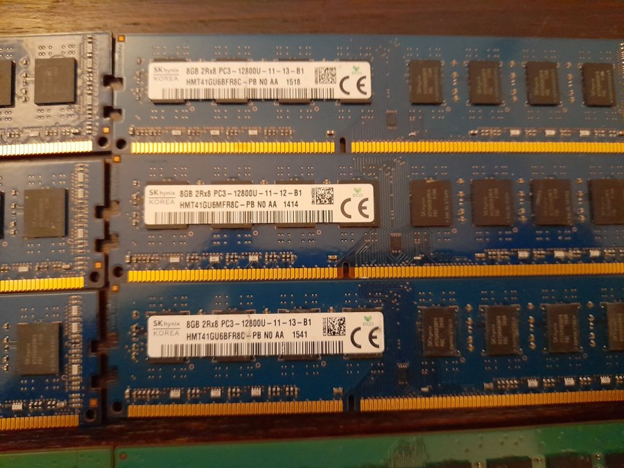 10st ddr3 minne 8gb/st