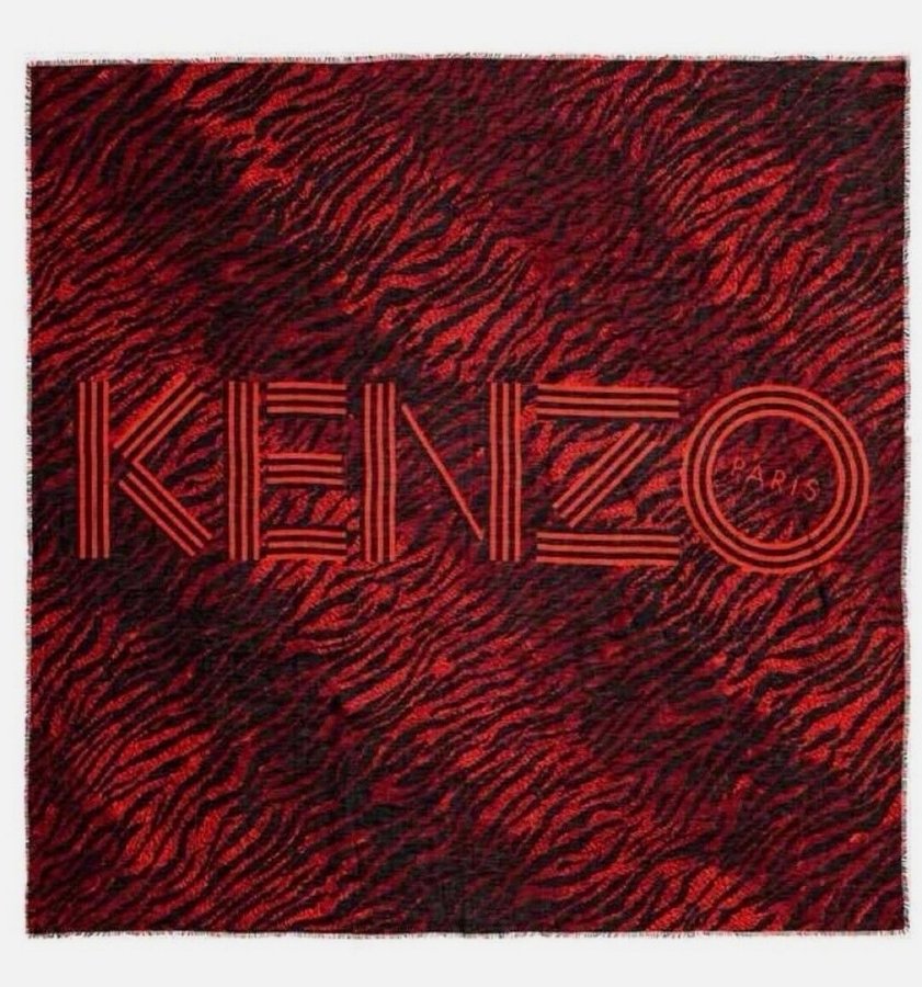 HM x Kenzo Röd Printed Sjal Scarf storlek ONE SIZE