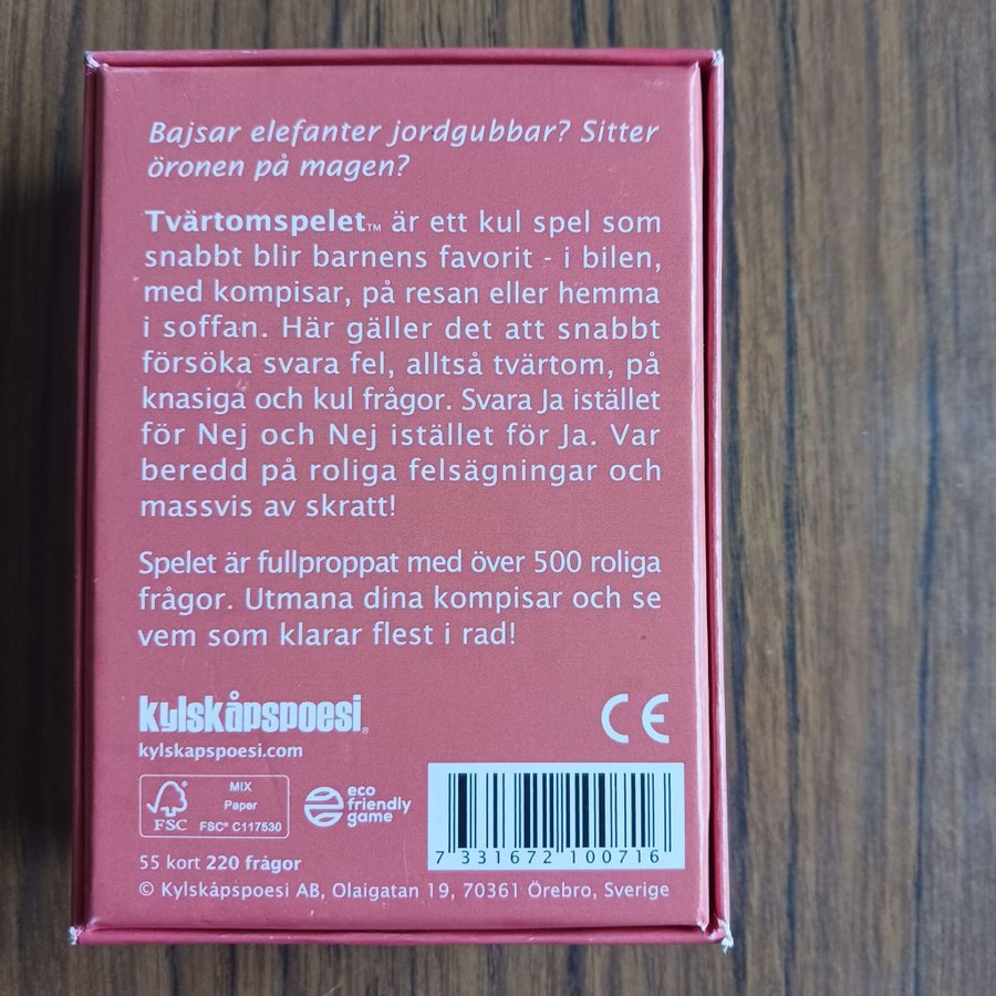 Tvärtom Spelet oanvänt