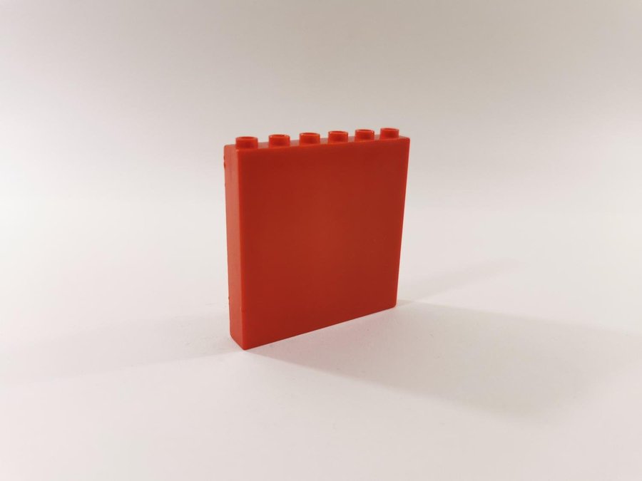 Lego - brick - panel - vägg - 1x6x5 - part 3754 - röd