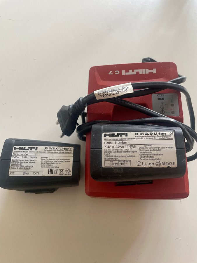 Hilti B 7/2,0 Li-Ion Batterier och Laddare