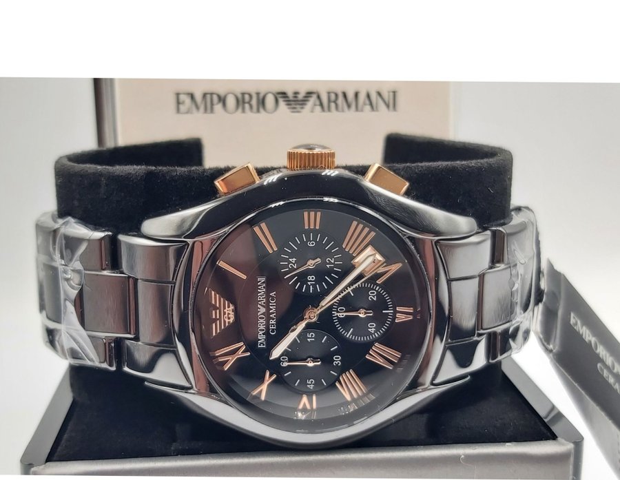 Emporio Armani Valente AR1410 Ceramica Chronograaf Herenhorloge nieuw