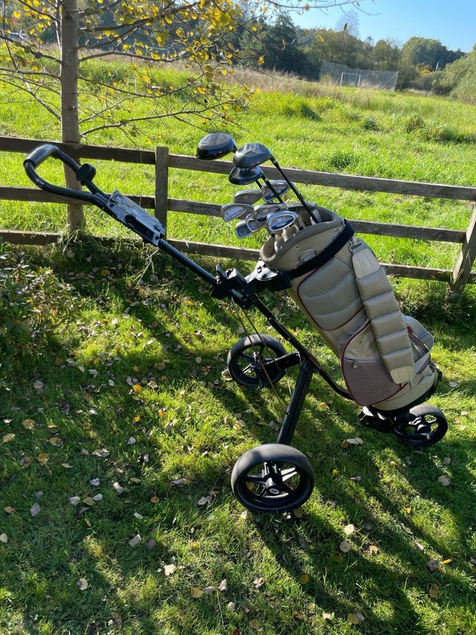 Golfset med vagn och bag herr